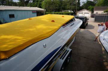 Yellow Fountain Boat Cover